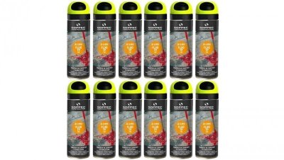 Farba geodezyjna do znakowania spray żółta 12 sztuk SOPPEC Fluo T.P.