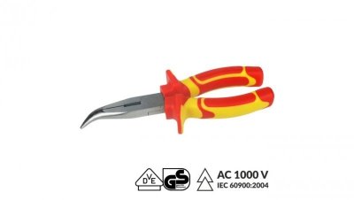 Szczypce wydłużone odgięte elektrotechniczne 200mm VDE 1000V n-vde09