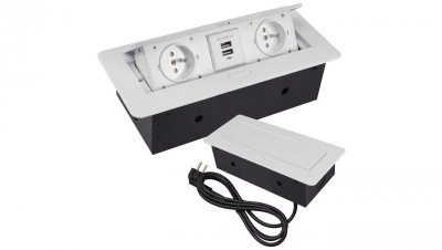 GNIAZDO CHOWANE W BLAT NABLATOWE + 2 USB GNIAZDKO
