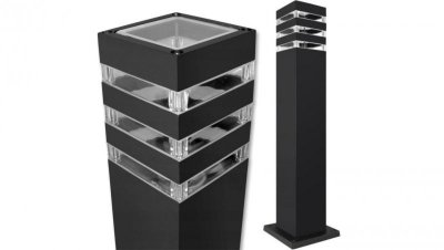 Lampa Ogrodowa Zewnętrzna E27 CZARNA SŁUPEK Kwadratowy 60cm