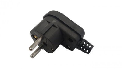 Wtyczka kątowa 2P+Z unischuko IP20 250V~ 16 A czarna 24031
