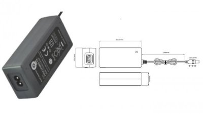 POSC12100A-25 Zasilacz adapter czarny 12W 12V/1A z wtykiem DC - 2.5x5.5