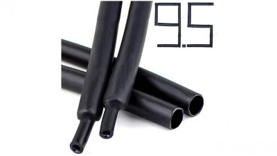 1M RURKA KOSZULKA TERMOKURCZLIWA z KLEJEM GRUBA CZARNA 9mm 9.5/3.2 mm