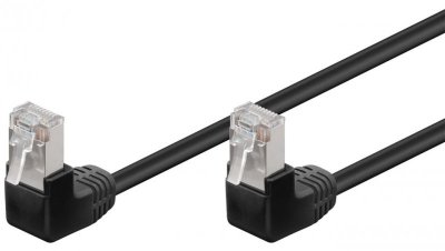 CAT 5e Kabel łączący 2x 90 pod kątem,F/UTP, Czarny - Długość kabla 2 m