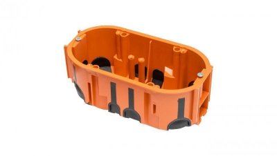 Puszka podtynkowa ProDuo podwójna, głęboka 60mm, fi68, łączeniowa, z wkrętami, wiatroszczelna , pomarańczowa, IP30 /A.0092/
