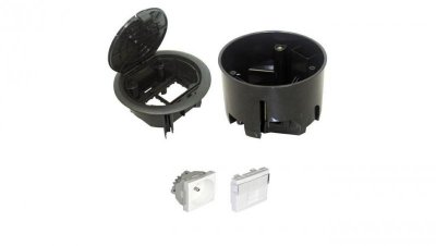 EFAPEL FLOOR BOX puszka podłogowa okrągła EFAPEL 1x gniazdo 230V z/u + 1x gniazdo RJ45 kat. 6 UTP nieekranowane