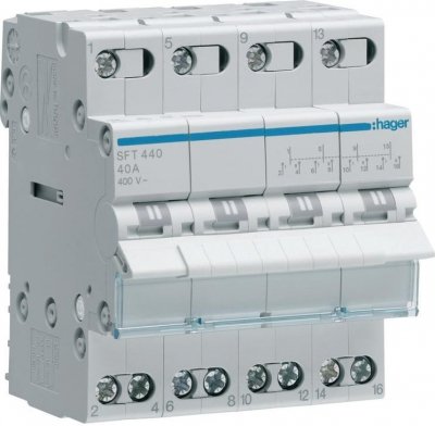 Modułowy przełącznik instalacyjny I-0-II  4P 40A 400VAC Hager SFT440