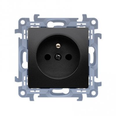 KONTAKT SIMON 10 MODUŁ CZARNY MAT GNIAZDO 1X Z/U Z PRZESŁONAMI SZYBKOZŁĄCZA 16A 250V