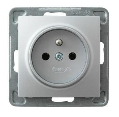 IMPRESJA MODUŁ SREBRNY GNIAZDO 1X Z/U ZACISKI ŚRUBOWE 16A 250V