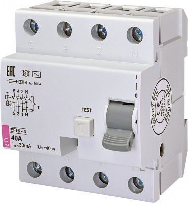 EFI6-P4 40A/ 30MA/AC WYŁĄCZNIK RÓŻNICOWY 40A 4P 4M 30MA AC 6KA