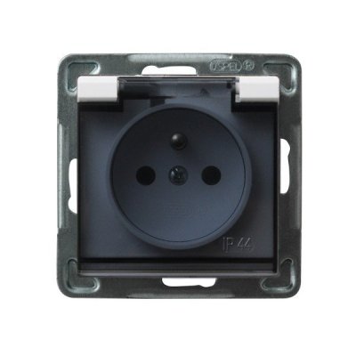 SONATA MODUŁ BIAŁY GNIAZDO 1X Z/U Z KLAPKĄ DYMNĄ IP44 ZACISKI ŚRUBOWE 16A 250V