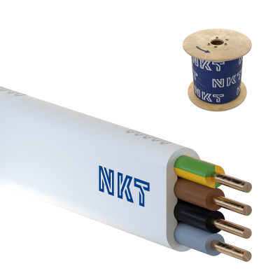 YDYP 4X 1.5 ŻO BIAŁY PRZEWÓD INSTALACYJNY PŁASKI DRUT 450/750V KL.1 BĘBEN