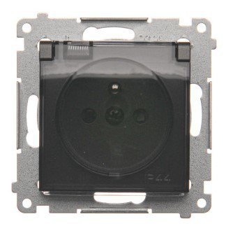 SIMON 54 MODUŁ ANTRACYT GNIAZDO 1X Z/U Z PRZESŁONAMI Z KLAPKĄ DYMNĄ IP44 ZACISKI ŚRUBOWE 16A 250V