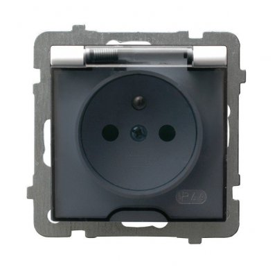 AS MODUŁ BIAŁY GNIAZDO 1X Z/U Z KLAPKĄ DYMNĄ IP44 ZACISKI ŚRUBOWE 16A 250V