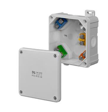 2K PUSZKA INSTALACYJNA NT 98X98X46 IP55/IP65 4 MEMBRANY Z WKŁADEM 5X2.5 SZARY