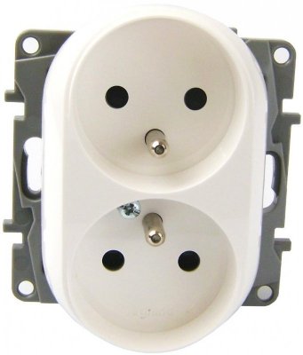 NILOE 2 MODUŁ BIAŁY GNIAZDO 2X Z/U Z PRZESŁONAMI ZACISKI ŚRUBOWE 16A 250V