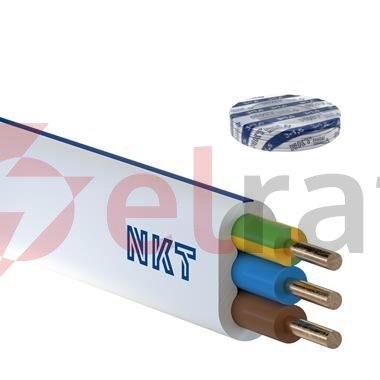 Przewód NKT instal PLUS YDYp 3x1,5 żo biały 450/750 /100m/