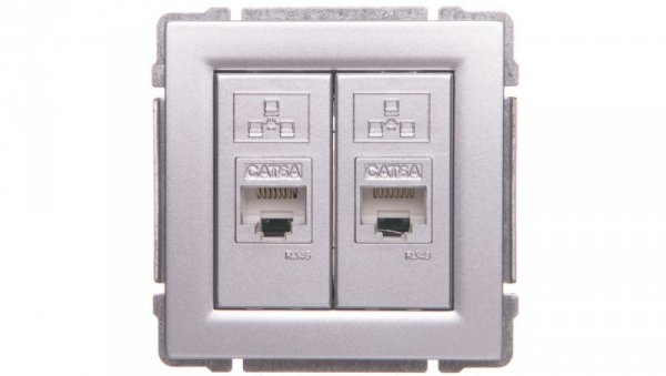 KOS66 Gniazdo komputerowe podwójne 2xRJ45 kat.5e nieekranowane aluminium 664067