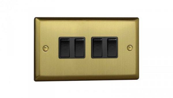Łącznik uniwersalny schodowy poczwórny 10A 230V klawiszowy 91x150x25mm - kolor złoto szlifowane M-E4.1Z