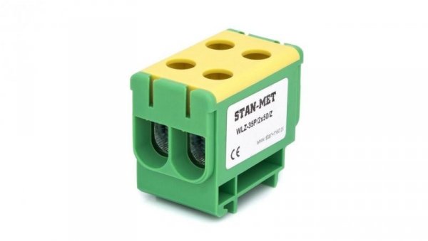 Złączka szynowa gwintowa al/cu 2x50mm2 zielono-żółta WLZ-35P/2x50Z