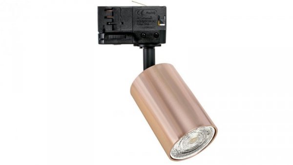 Oprawa na szynę VERONA Gu10 Luxsystem-3F trzyfazowa Rose Gold (złoty różany) z czarnym przegubem i czarnym adapterem