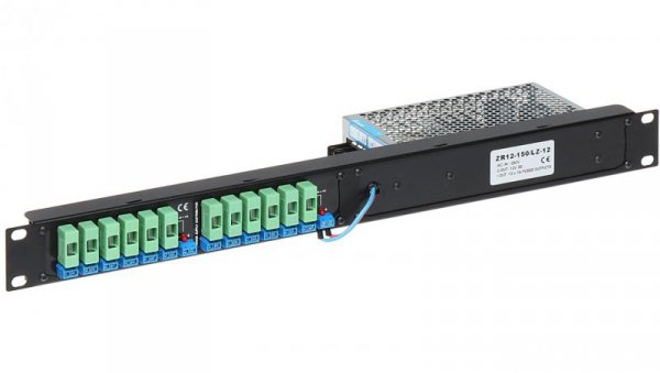 Wysokiej jakości 12-kanałowy profesjonalny zasilacz impulsowy z regulacją, 12V 12,5A 150W, Rack 19” 1U, ZR12-150/LZ-12