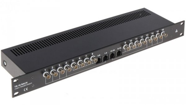 Transformator do przesyłania sygnału wideo po skrętce 16-kanałowy AHD, HD-CVI, HD-TVI, CVBS, 4K UHD Rack 19” TR-16/RACK