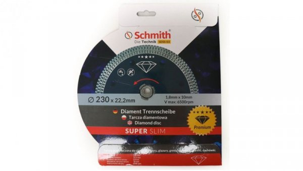 Tarcza diamentowa 230mm Premium Slim do gresu płytek Schmith