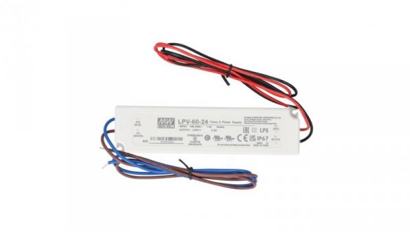 Zasilacz hermetyczny IP67 do oświetlenia LED 24V 2,5A 60W wodoodporny LPV Mean Well