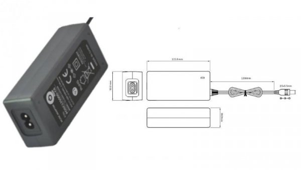 POSC12100A-25 Zasilacz adapter czarny 12W 12V/1A z wtykiem DC - 2.5x5.5