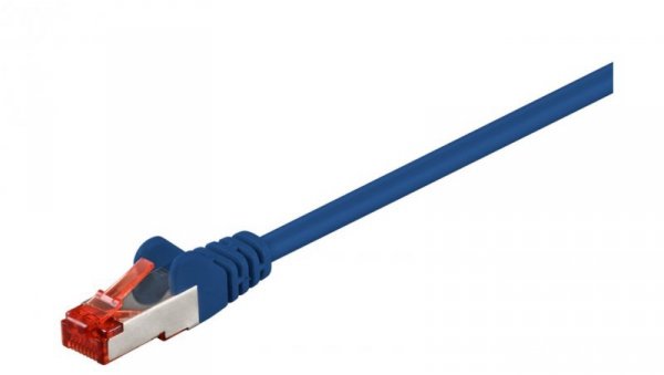 CAT 6 Kabel łączący, S/FTP (PiMF), Niebieski - Długość kabla 1 m
