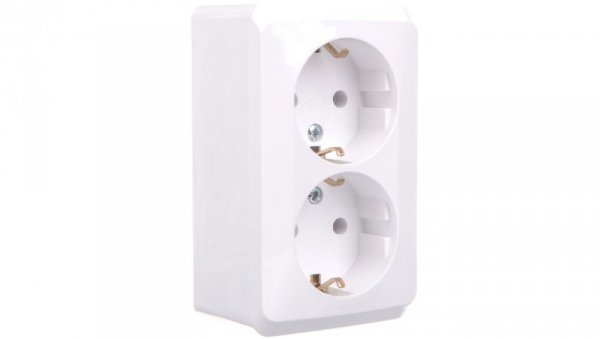 Prima Gniazdo podwójne z/u SCHUKO białe prima WDE001048