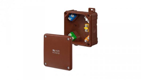 Puszka hermetyczna n/t 2K 98x98x46mm z zaciskami 5x2,5mm2 IP55/IP65 brązowa 0290-61