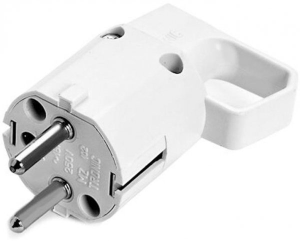 Wtyczka 325-01 z uchem, z uziemieniem &quot;uni-schuko&quot; 16A 250V IP20 BIAŁA VIPLAST 325-01
