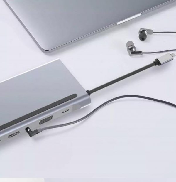HUB ADAPTER USB-C 12w1 Stacja Dokująca 2x HDMI 4K ETHERNET RJ45 USB 3.0 BYL-2211