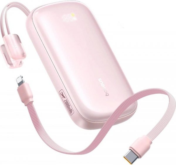 Powerbank Baseus EnerFill FC21 20000 mAh 22,5 W USB-A USB-C różowy z odłączanym kablem Lightning