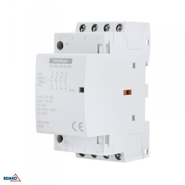Stycznik modułowy SC201 2P 25A TYP 40 (4NO + 0NC) SCHELINGER