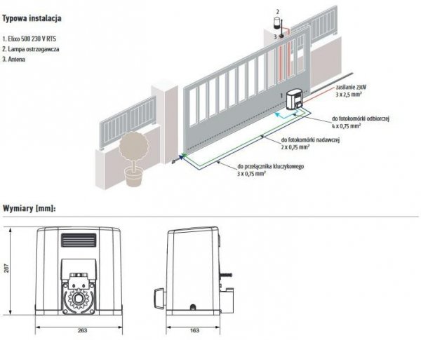 Zestaw Somfy Elixo 3S+ M IO Standard Pack do 600kg bram przesuwnych