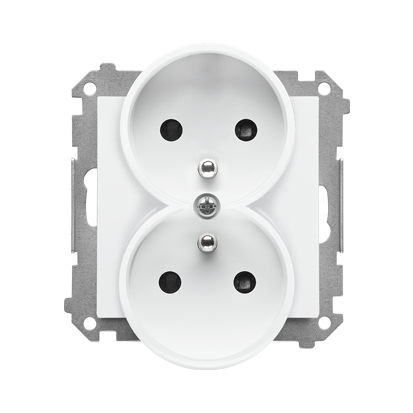 SIMON 55 MODUŁ BIAŁY GNIAZDO WTYCZKOWE 2X Z/U Z PRZESŁONAMI ZACISKI SPRĘŻYNOWE 16A 250V