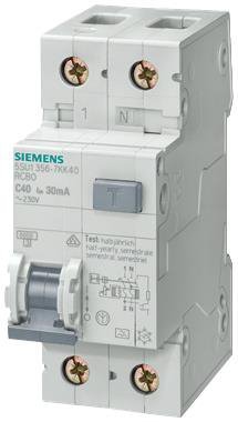 5SU1 B10A/ 30MA/AC 1P+N WYŁĄCZNIK RÓŻNICONADPRĄDOWY B 10A 30MA 2M AC 6KA