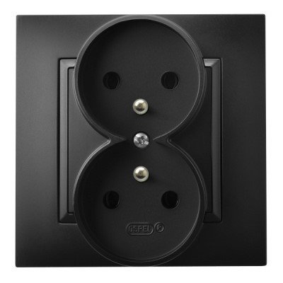 ARIA CZARNY METALIK GNIAZDO 2X Z/U ZACISKI ŚRUBOWE 16A 250V