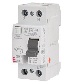 EFI-P2 25A/ 30MA/A WYŁĄCZNIK RÓŻNICOWY 25A 2P 2M 30MA A 10KA