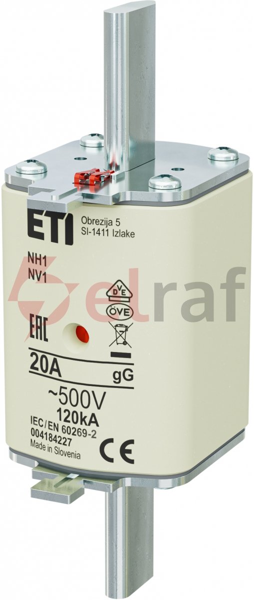 Wkładka bezpiecznikowa NH1 gG 20A/500V 004184227 /3szt./