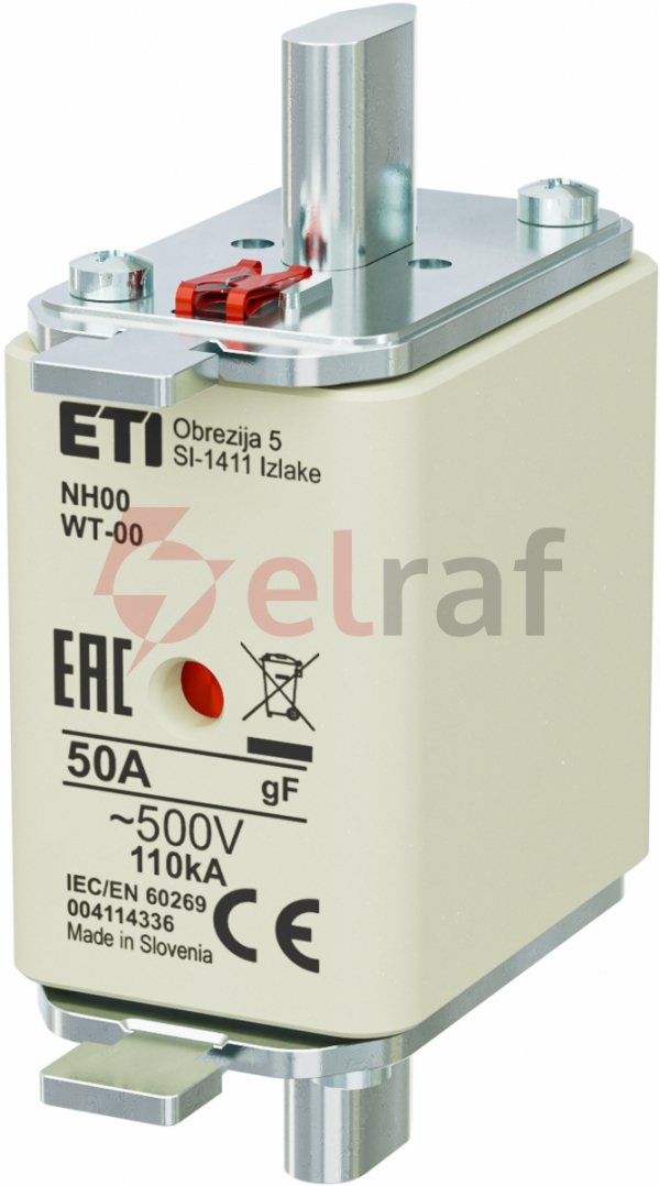 Wkładka bezpiecznikowa NH00 50A gF 500V 004114336
