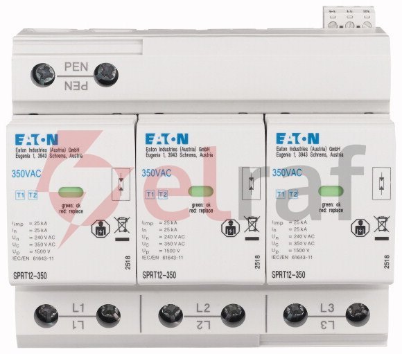 Ogranicznik przepięć B+C Typ 1+2 3P 25kA 240V SPRT12-350/3-AX 195235