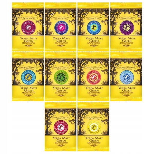 Zestaw Yerba Mate Green MIX 10x50g OWOCOWE 500g Znajdź swój smak