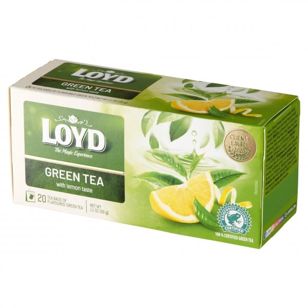 Ekspresowa Certyfikowana Herbata Zielona Cytryna Green Tea Lemon 20T LOYD
