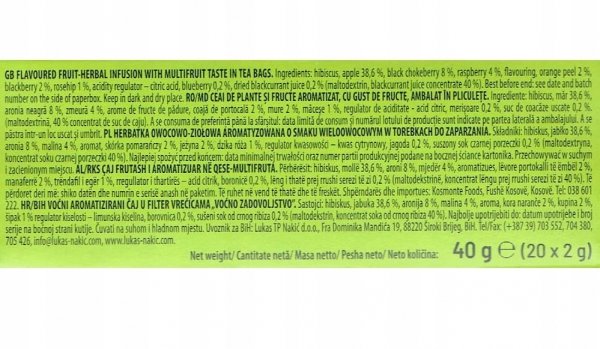 Herbata Owocowa Rozkosz Pomarańcza Jabłko Aronia Malina 20t. Babcia Jagoda