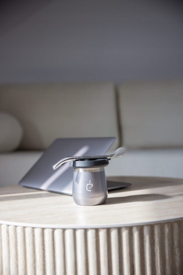 REWOLUCYJNY zestaw yerba mate Termolid DualFlow Gray PRO: matero, bombilla