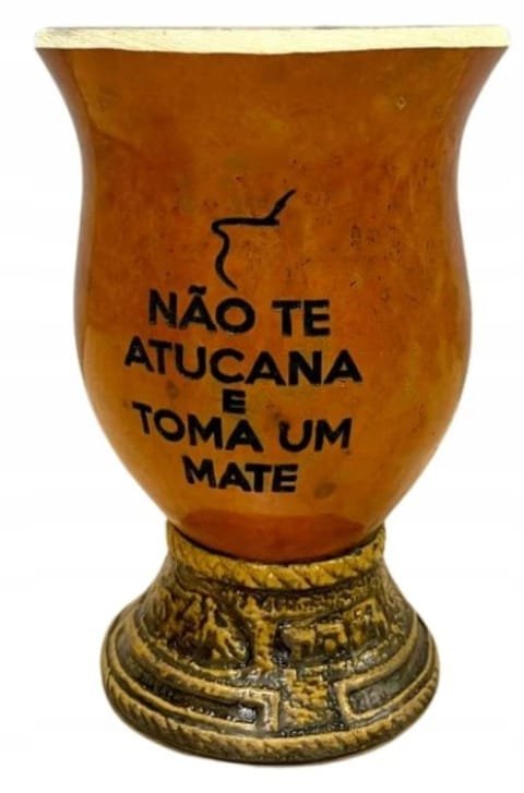 Matero Porongo Cuia Zdobiona INOX Chimarrao Pampa Laser Medal Do Yerba Mate